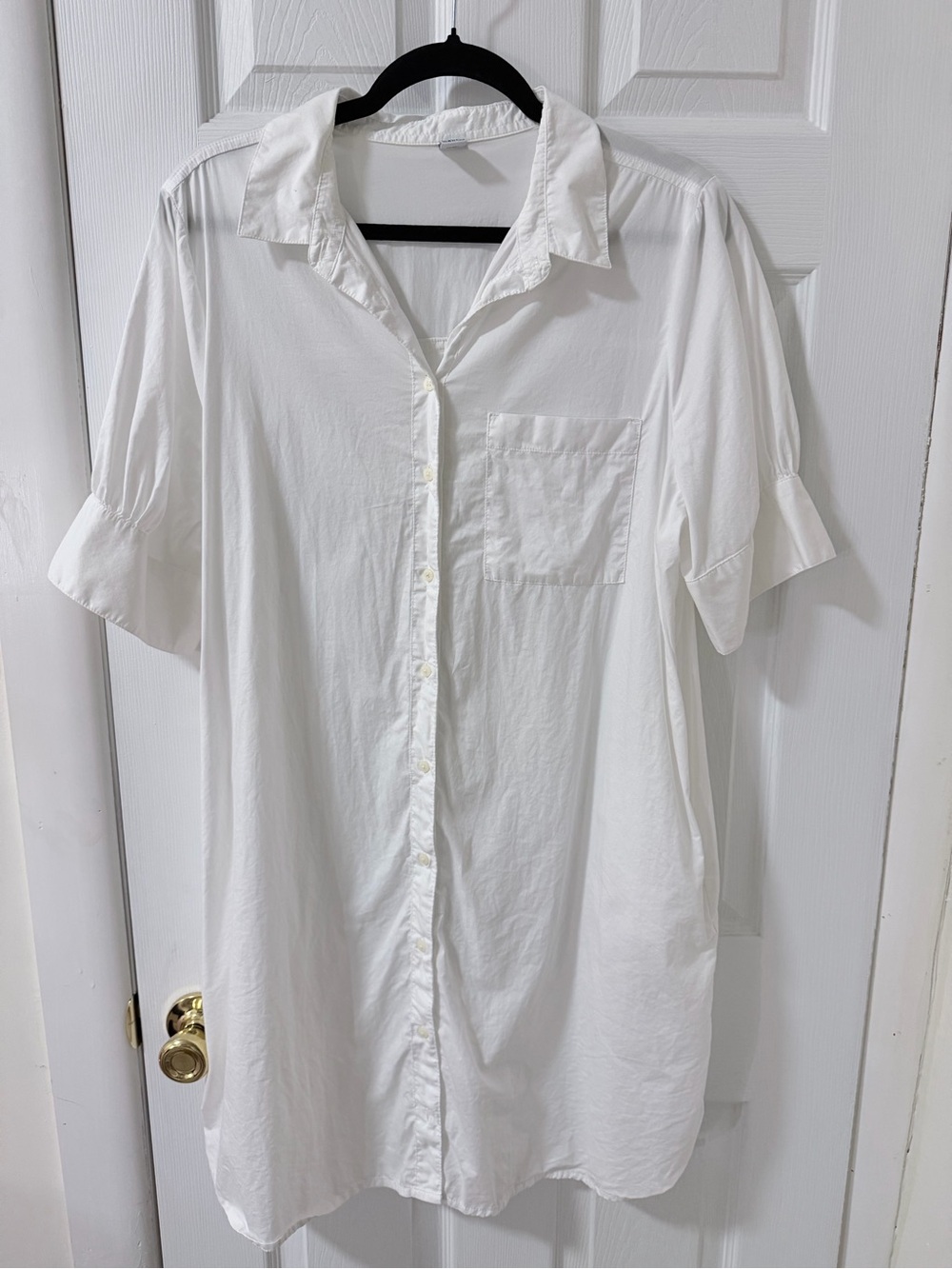 Old Navy White Button-Front Short Sleeve Shirt Dress